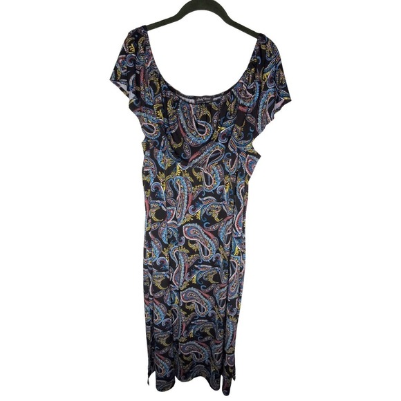 Slinky Dresses & Skirts - Slinky Brand Ruffle Maxi Dress Paisley Size 3x Boho Summer Vacation Spring Break